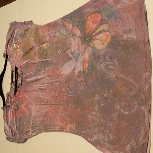 Only Nine lavender butterfly floral top